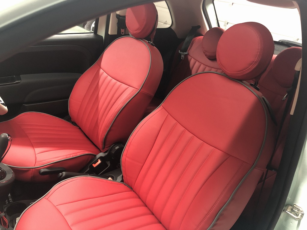 サローネ(Salone) カスタム(custom) シートカバー(seatcover) スタンダード・シート PVC leather 赤(rooster red) 500／500C／500S CABANA(カバナ) フィアット(FIAT) ツインエアラウンジ(TWINAIR LOUNGE)